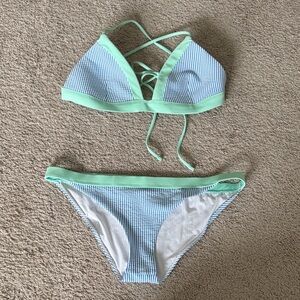 Southern Tide Swim Striped Bikini Set - Green and Blue